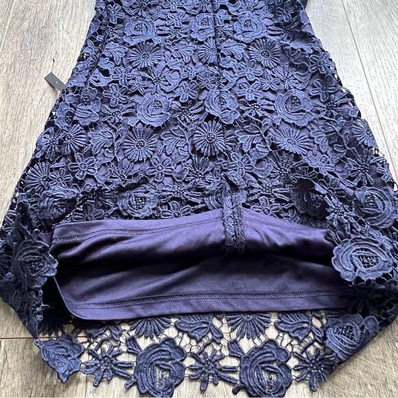Lulu’s Love Poem NWT Navy Blue Lace Floral Mini Dress Size Medium - Picture 12 of 14